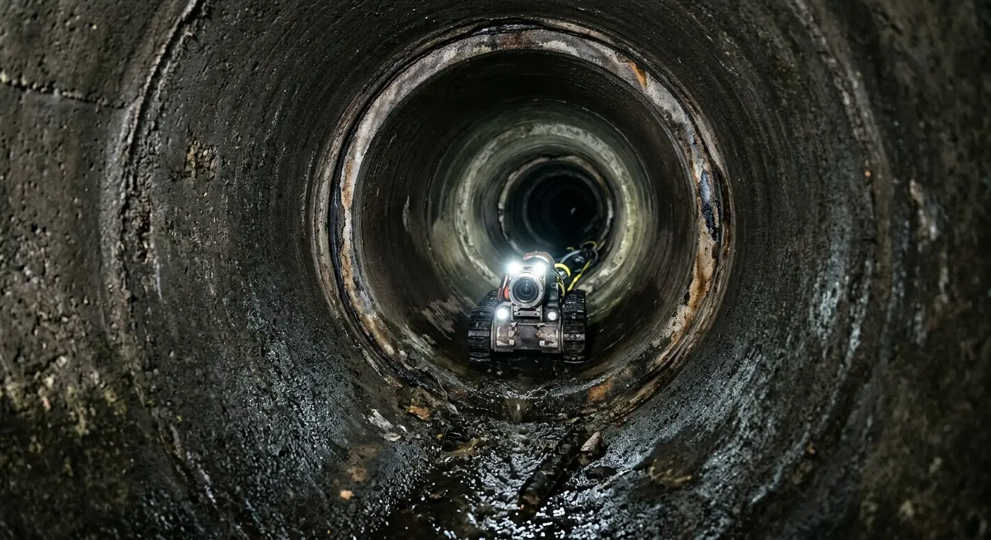 Robotic sewer camera inspecting pipe interior for Sewer Line Repair in Grosse Pointe Park
